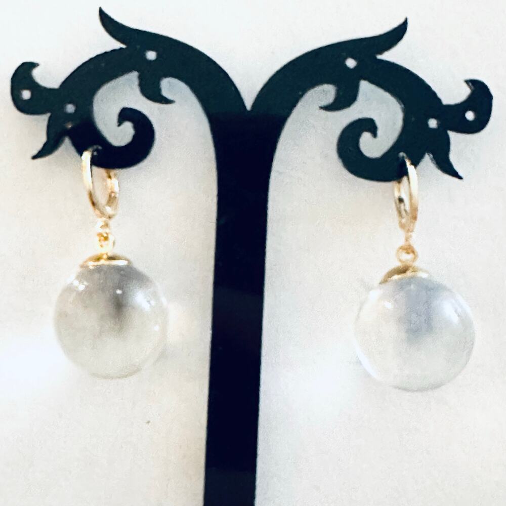 Crystal Ball Huggie Drop Earrings